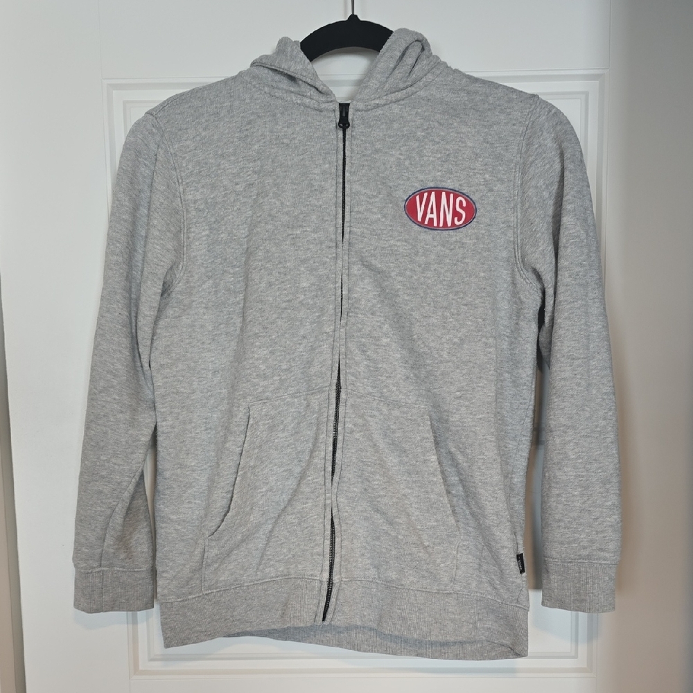 Vans Light Gray Hoodie with Red Logo